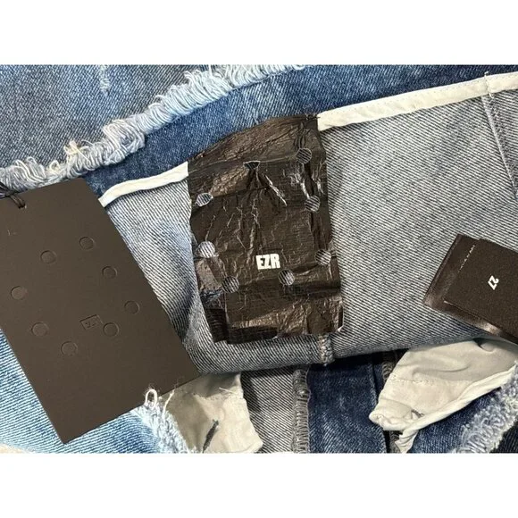 EZR Moto Straight Leg Jeans in Deep Blue 27 New Womens Cut Waist Denim Pants - Picture 8 of 9